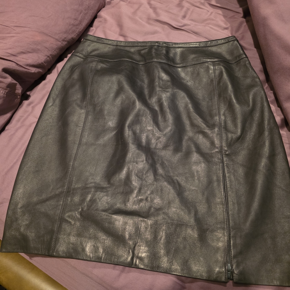 Lagerfeld Black Lamb Leather Skirt Size 44 (10-12)